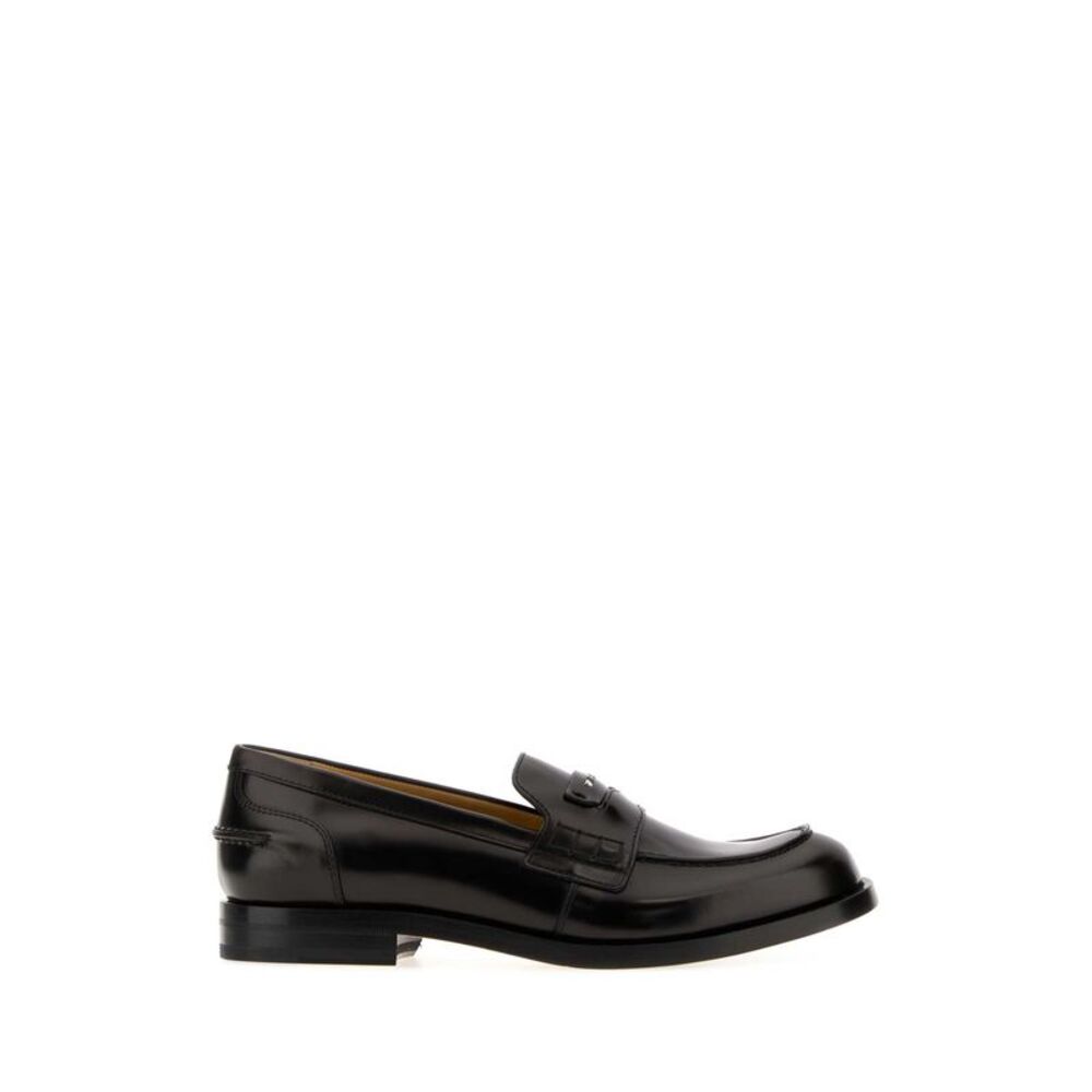Fendi Men Black Leather Fendi Ateneo Loafers